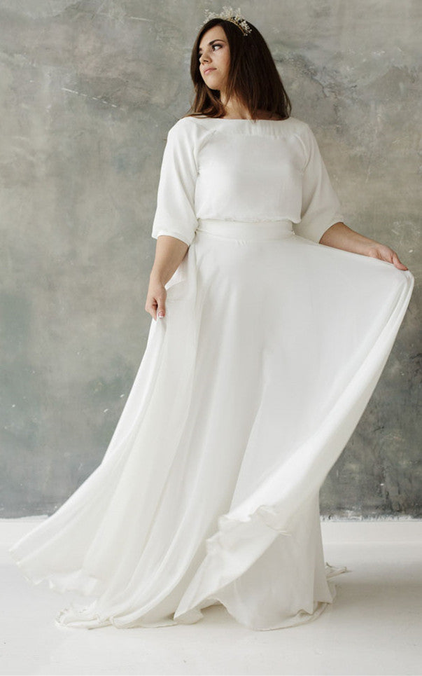 Beach Elegant Plus Size A-Line Wedding Dress Modest Simple Casual Bate –  DorrisDress