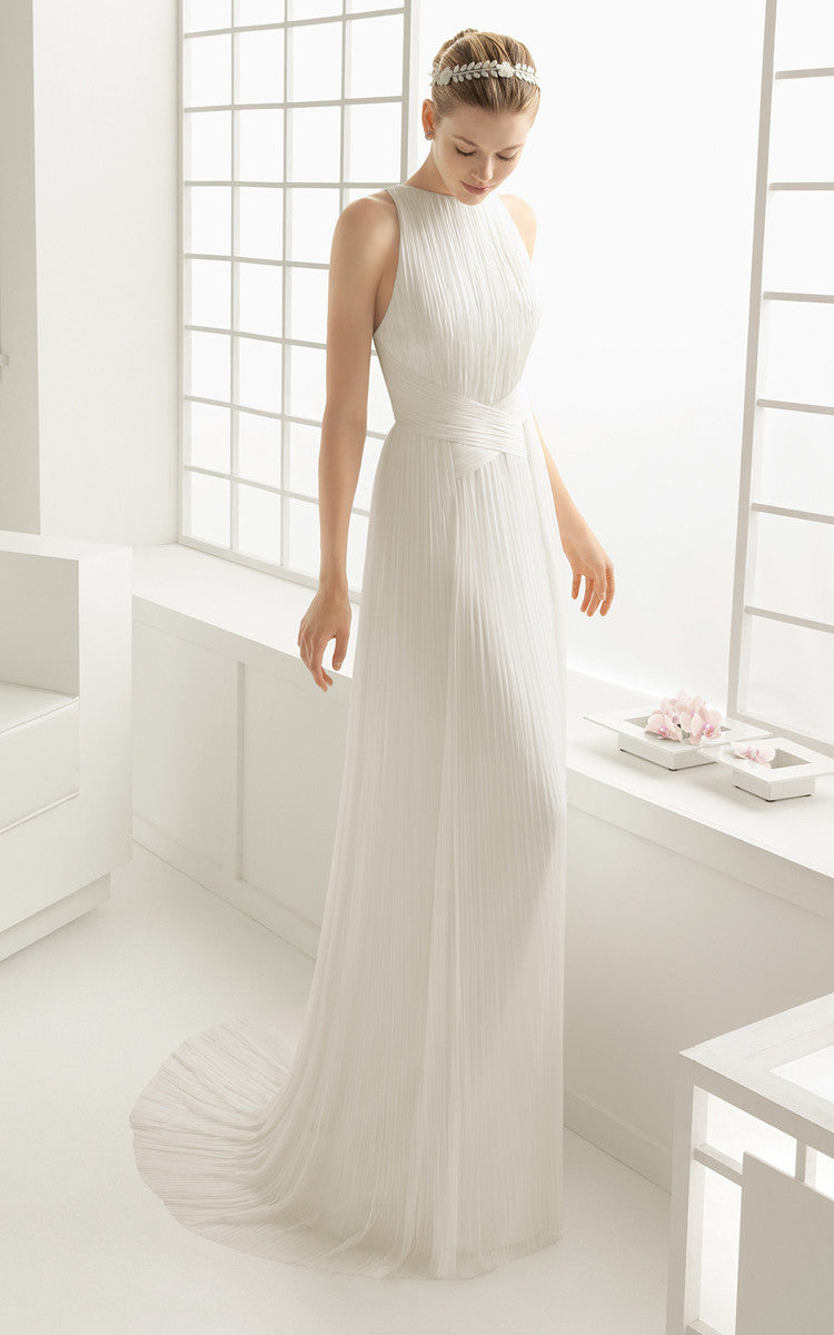simple white flowy wedding dress Tulle A Line Strapless Puff Sleeves Off Shoulder Flowy Wedding Dresses,  MW1119