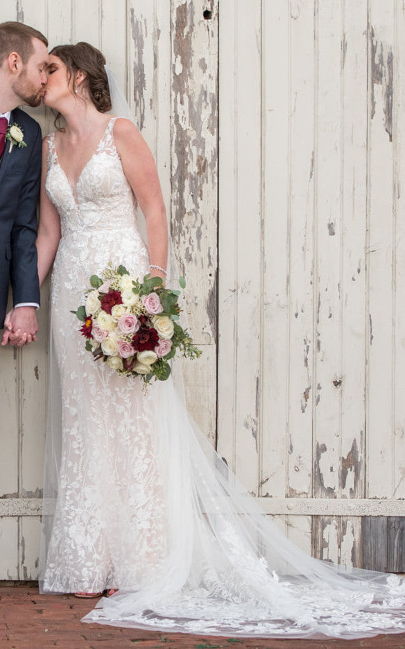 Romantic Floral Beach Boho Lace Fit and Flare Sheath Wedding Dress Sex DorrisDress Romantic Floral Beach Boho Lace Fit and Flare Sheath Wedding Dress Sex DorrisDress
