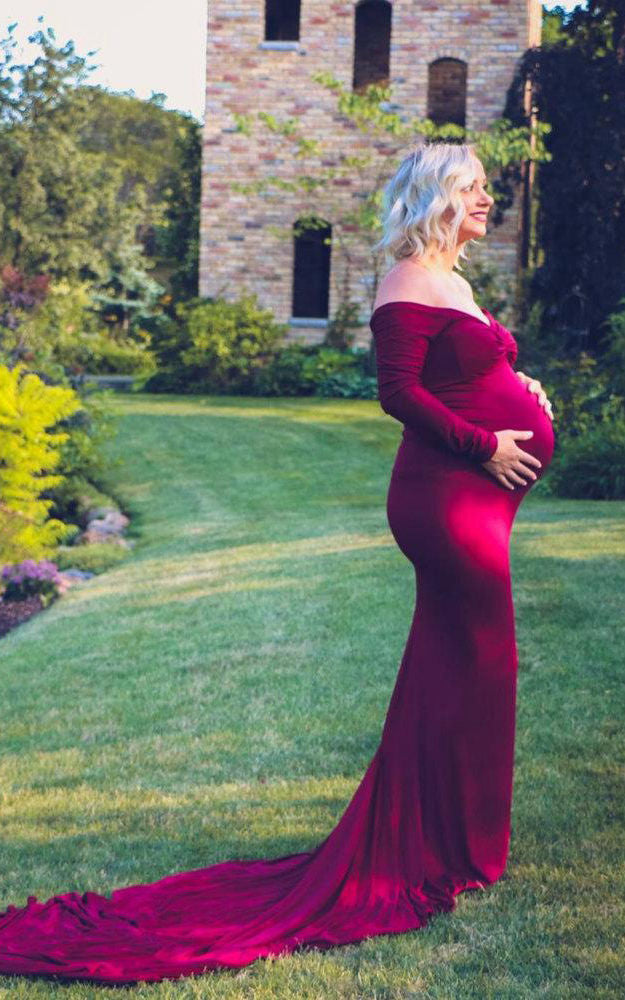 burgundy maternity dress for wedding Angel Maternity Lucille Knit Maternity Midi Dress in Burgundy
