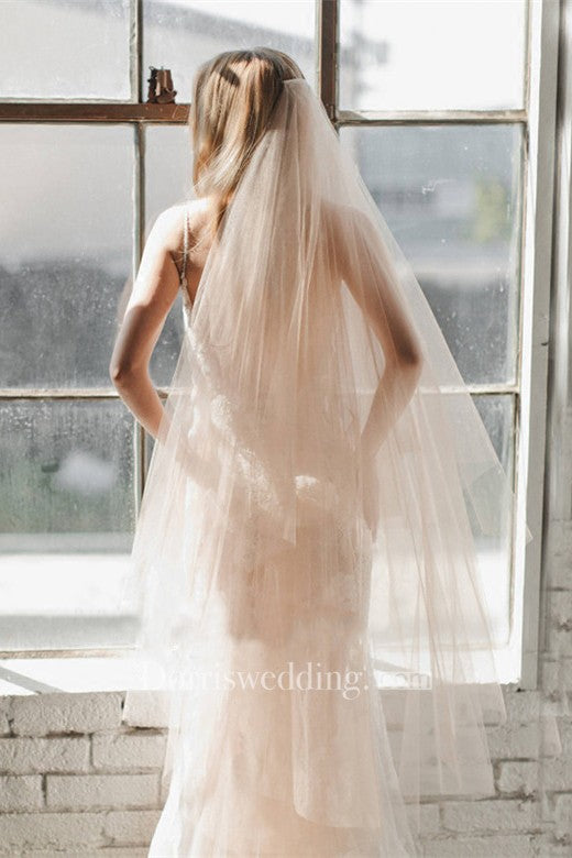 Champagne Bride Wedding Veils Travel Veil Simple Style Soft Veils –  DorrisDress