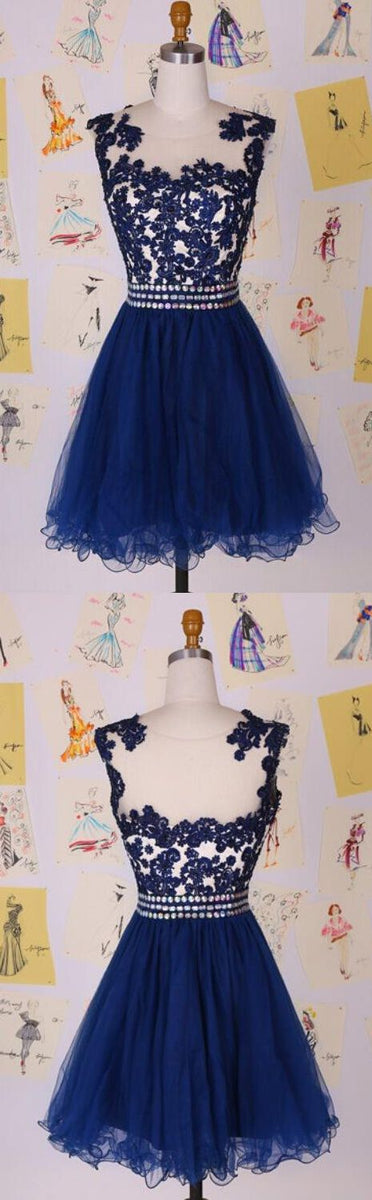 Elegant Illusion Cap Sleeve Short Cocktail Dress With Appliques-319389 – DorrisDress Elegant Illusion Cap Sleeve Short Cocktail Dress With Appliques-319389 – DorrisDress