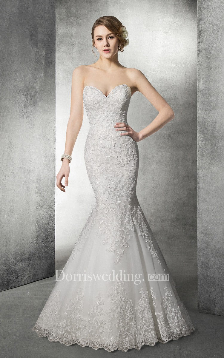 lace and chiffon mermaid wedding dress Elegant Mermaid V-neck Open Back Lace Wedding Dresses with Court Train,MW380