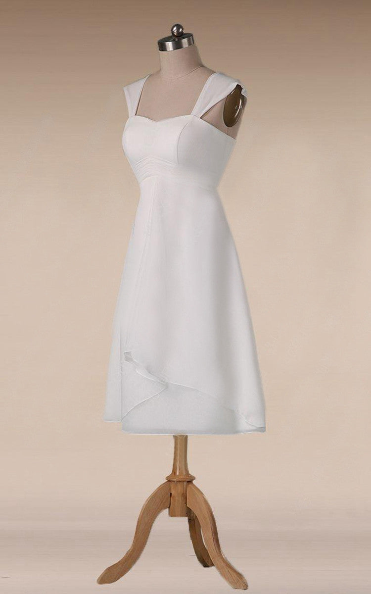 Straps Empire Waist Sheath Tea-Length Chiffon Wedding Dress-711148 –  DorrisDress