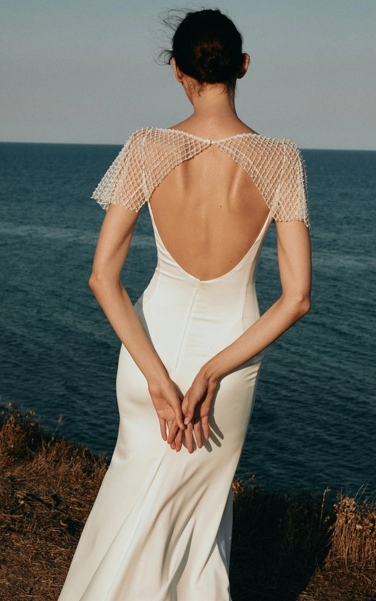 Mermaid Satin Wedding Dresses Square Neck Bridal Dresses W0089 main image 0