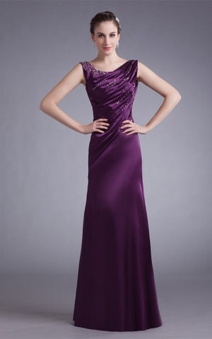 Sleeveless Satin Floor-Length Gown with Stress-GC_315641