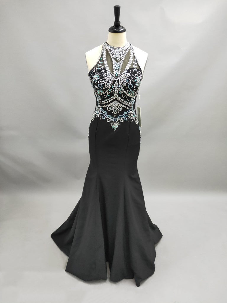 Sheath Jewel-Neck Sleeveless Jersey Keyhole Dress With Crystal Detaili –  DorrisDress
