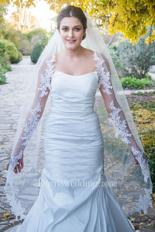 Retro Bride Wedding Veil Single Layer Flower With Inserted  display picture 1