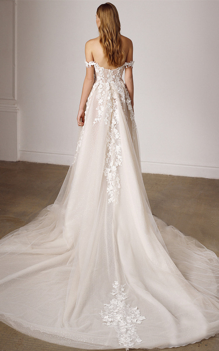 Off The Shoulder Tulle Wedding Dress With Sleeves main image 0