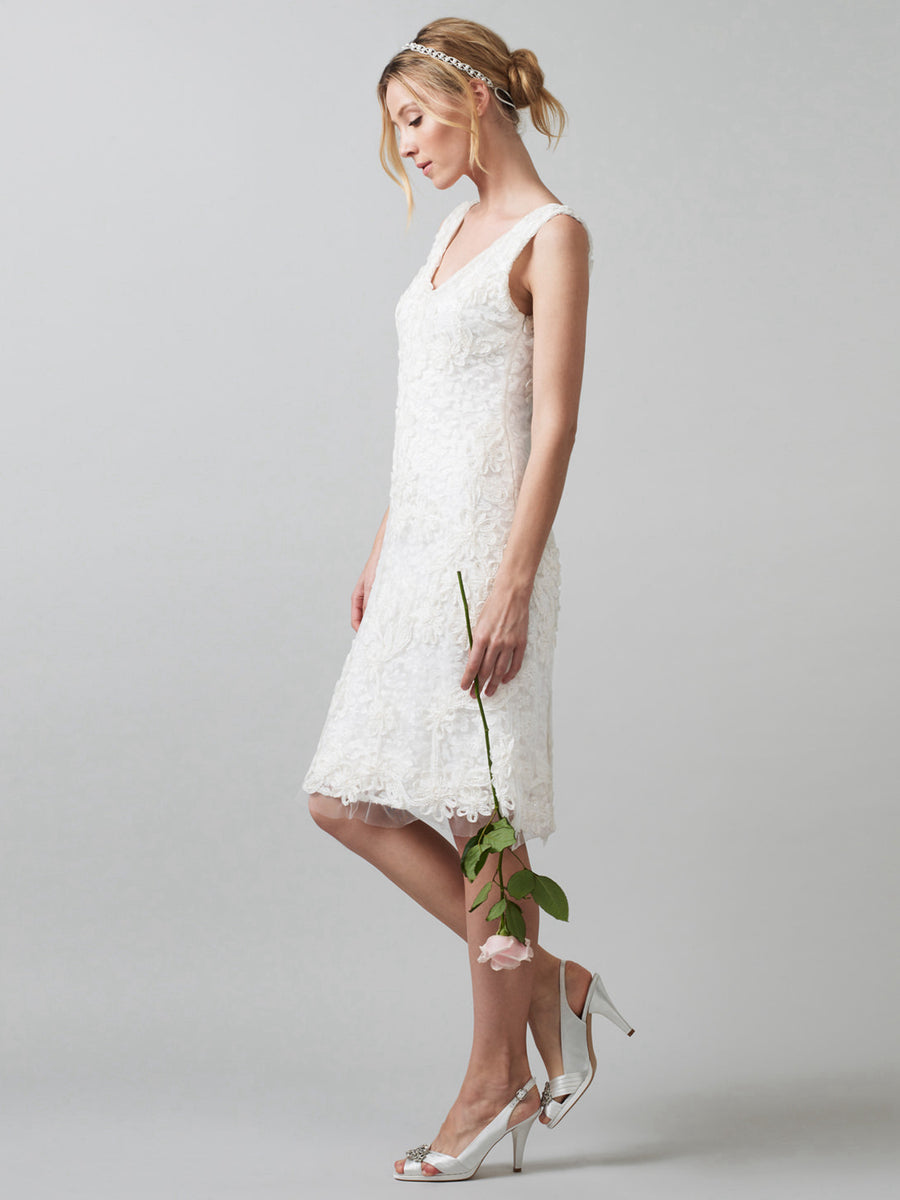 Strapless Knee Length Wedding Reception Dress DV2059 main image 1