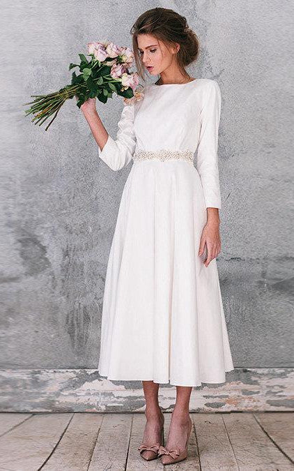 long sleeve taffeta wedding dress A-Line Long-Sleeve Strapless Taffeta Wedding Dress With Lace And Illusion