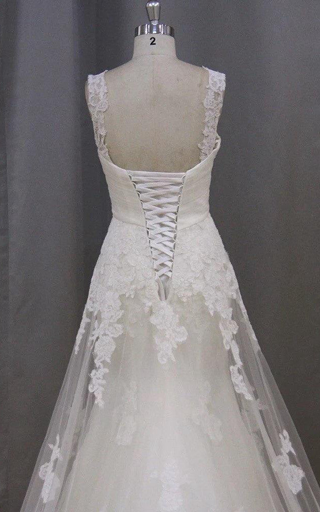 Long Sleeveless A-Line Lace Wedding Dress With Empire Waist-ET_711358   DorrisDress