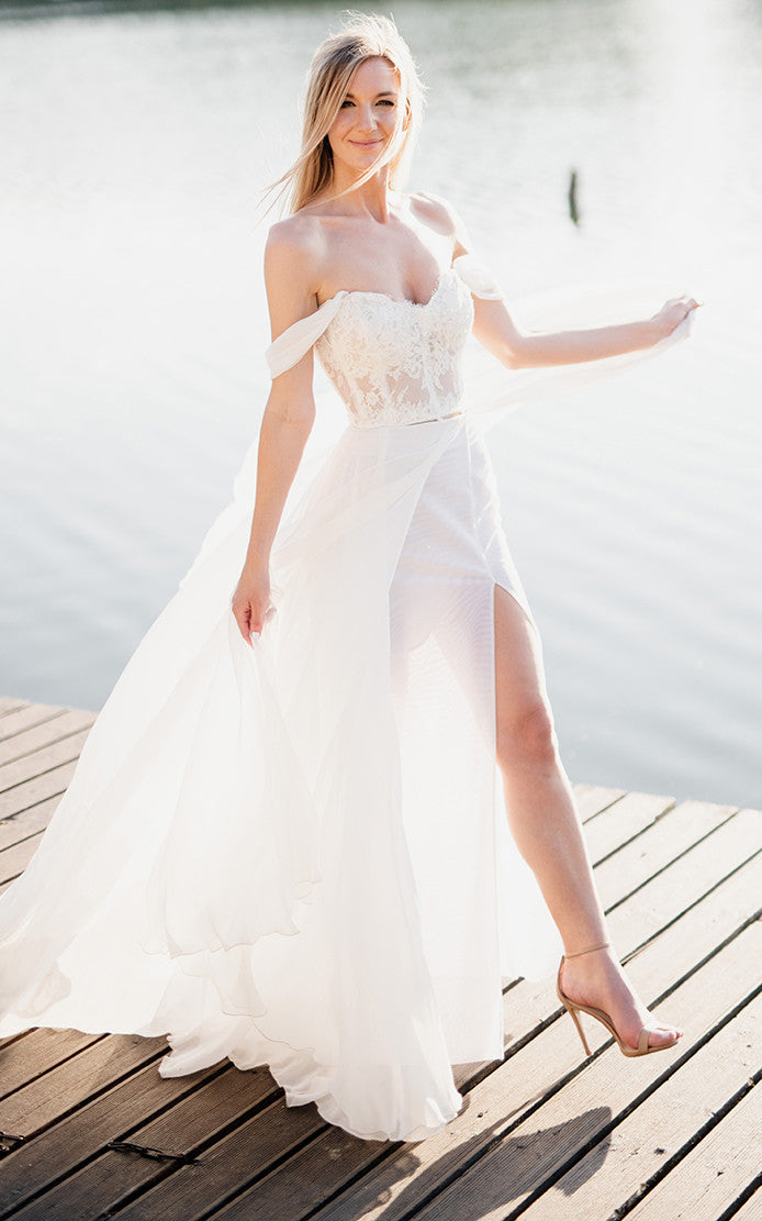 white christmas dresses Sleek Satin Strapless Corset Satin Wedding Dress Split