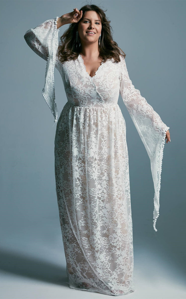 plus size lace maxi dress Romantic Plus Size A Line Lace Wedding Dress with Appliques-716149 – DorrisDress