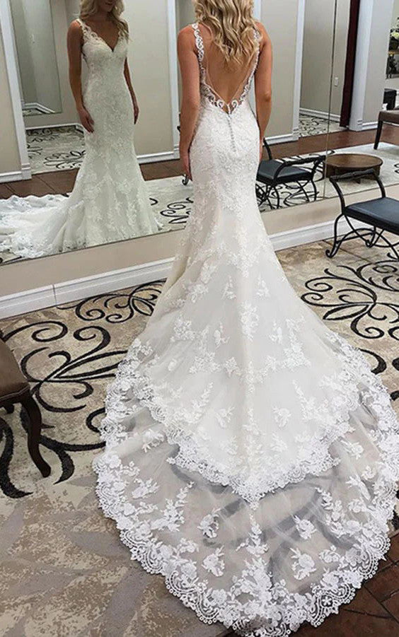 Sexy Mermaid Sleeveless Lace Wedding Dress Elegant Romantic Country Be DorrisDress Sexy Mermaid Sleeveless Lace Wedding Dress Elegant Romantic Country Be DorrisDress