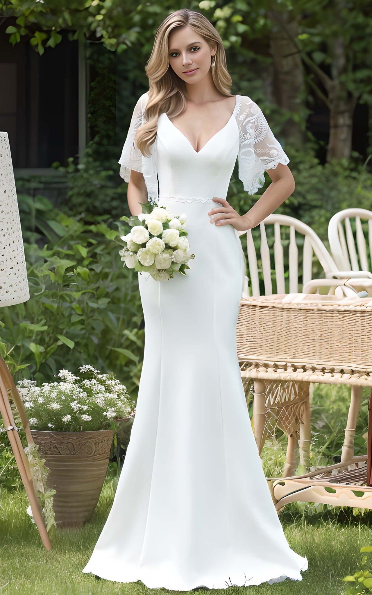 Vintage Country Boho Lace Mermaid Wedding Dress Sexy Floral Short Slee DorrisDress Vintage Country Boho Lace Mermaid Wedding Dress Sexy Floral Short Slee DorrisDress