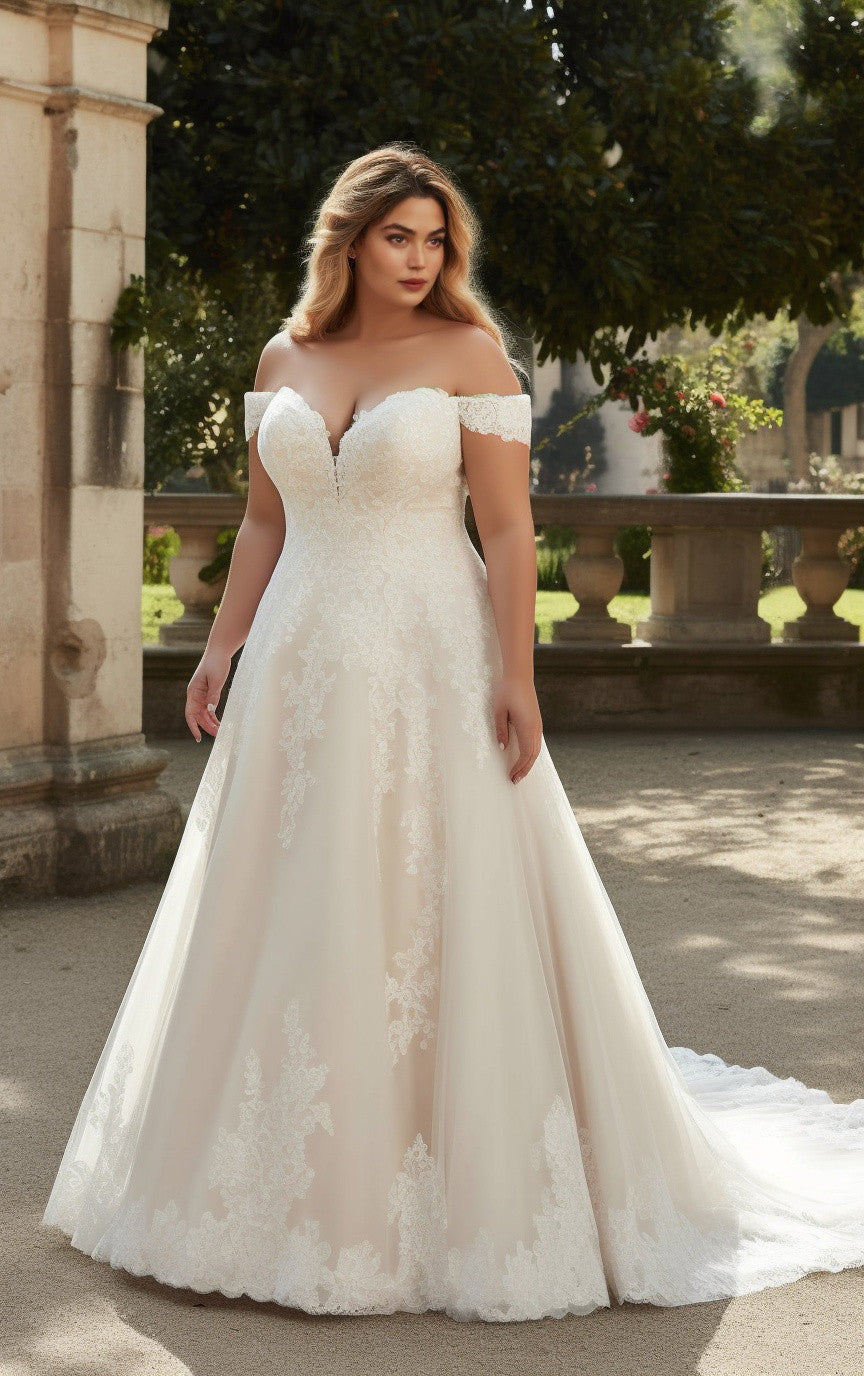 Princess Plus Size Boho A-Line Ball Gown Lace Wedding Dress Floral Sexy Elegant Sleeveless Off-the-Shoulder Bridal Gown Princess Plus Size Boho A-Line Ball Gown Lace Wedding Dress Floral Sexy Elegant Sleeveless Off-the-Shoulder Bridal Gown