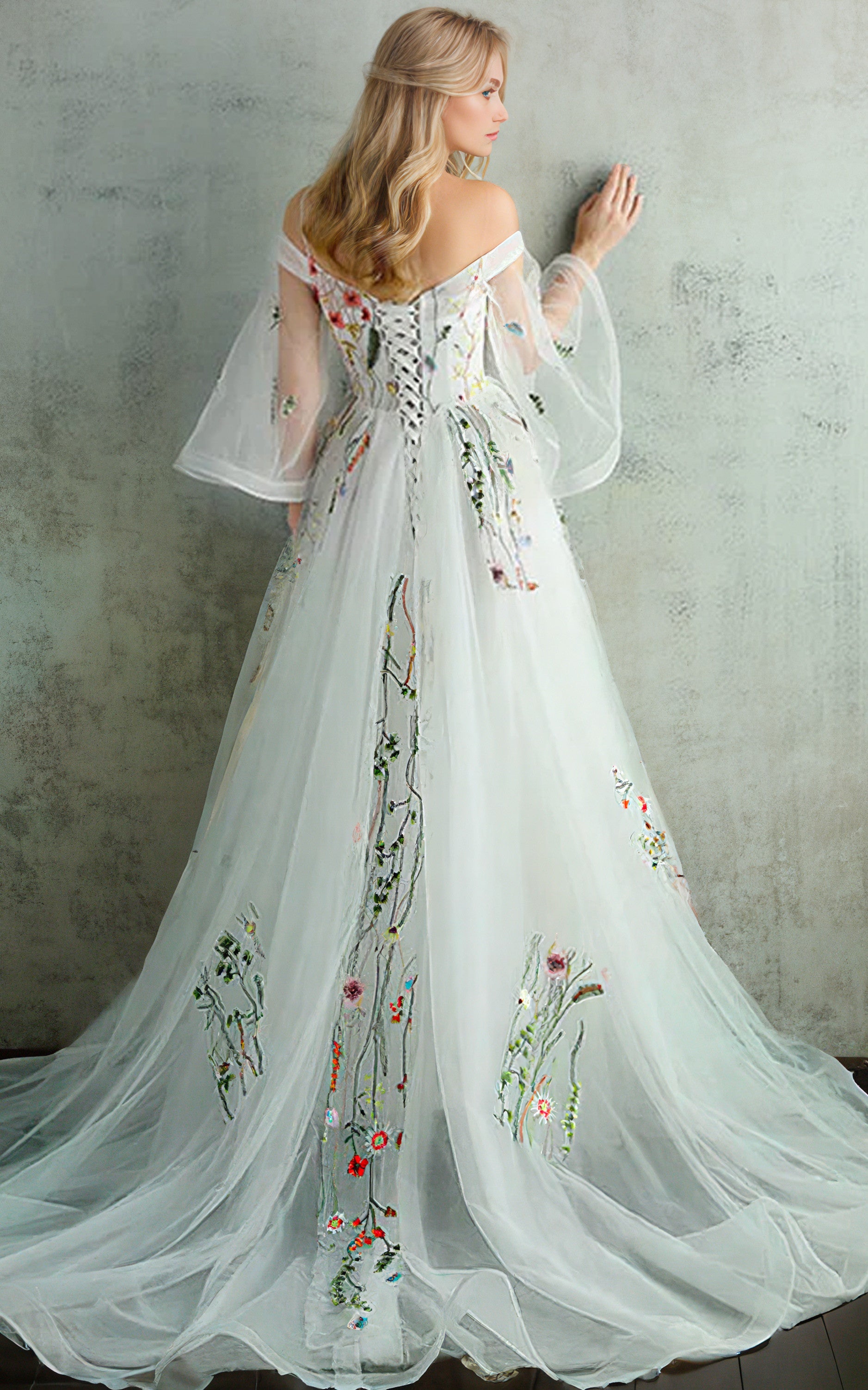 Wedding Gown Dress Barn Bell Sleeve Dress Floral Bell Sleeves A-Line Boho Lace Ballgown Wedding Wedding Gown Dress Barn Bell Sleeve Dress Floral Bell Sleeves A-Line Boho Lace Ballgown Wedding