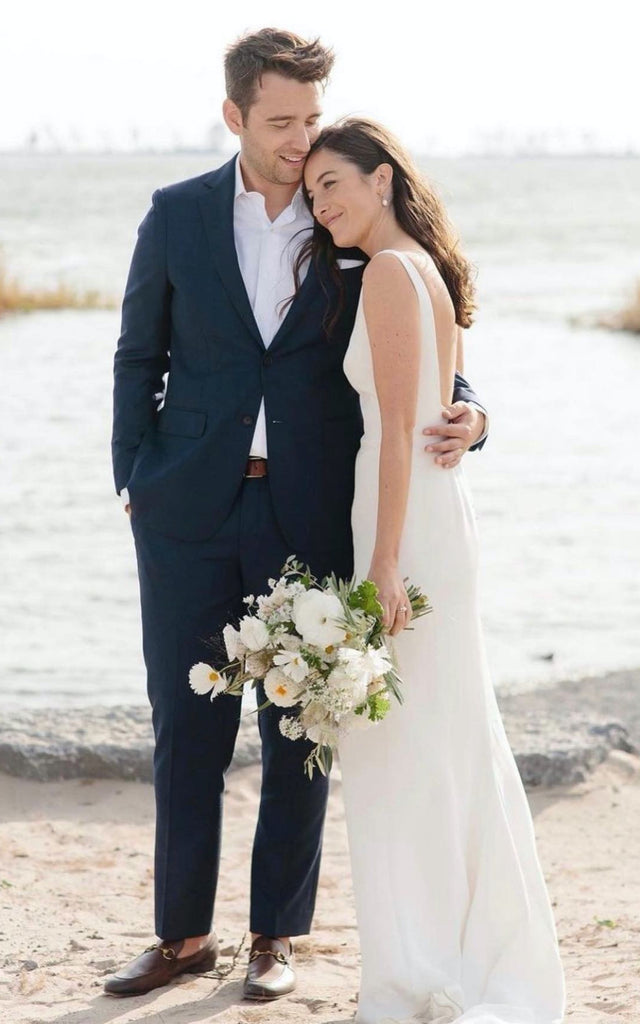 Modest Simple Satin Sheath Bateau Wedding Dress Urban Modern Sweep Tra DorrisDress Modest Simple Satin Sheath Bateau Wedding Dress Urban Modern Sweep Tra DorrisDress