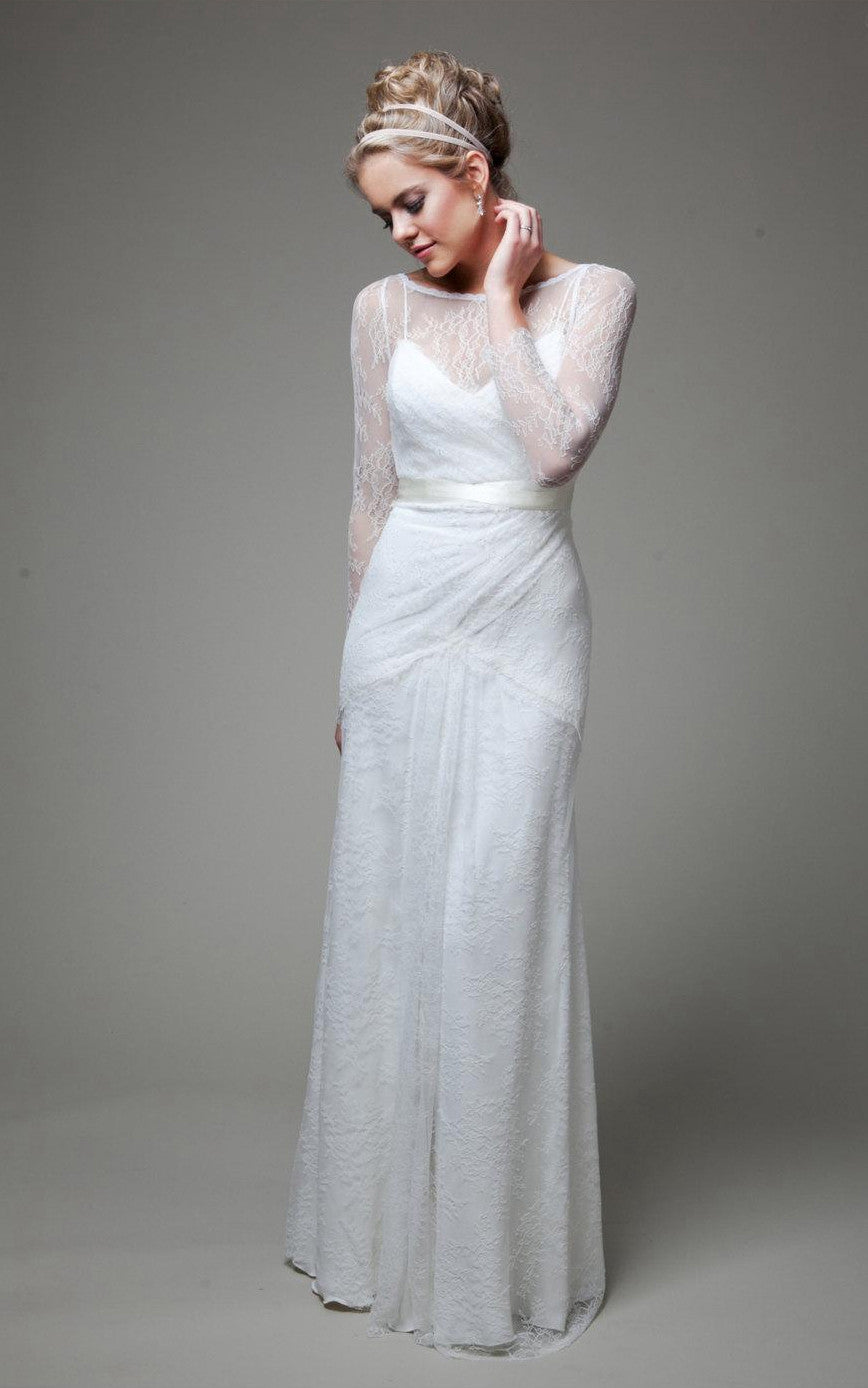 Rustic Vintage Elegant Boho Lace Sheath Wedding Dress Illusion Romanti DorrisDress Rustic Vintage Elegant Boho Lace Sheath Wedding Dress Illusion Romanti DorrisDress