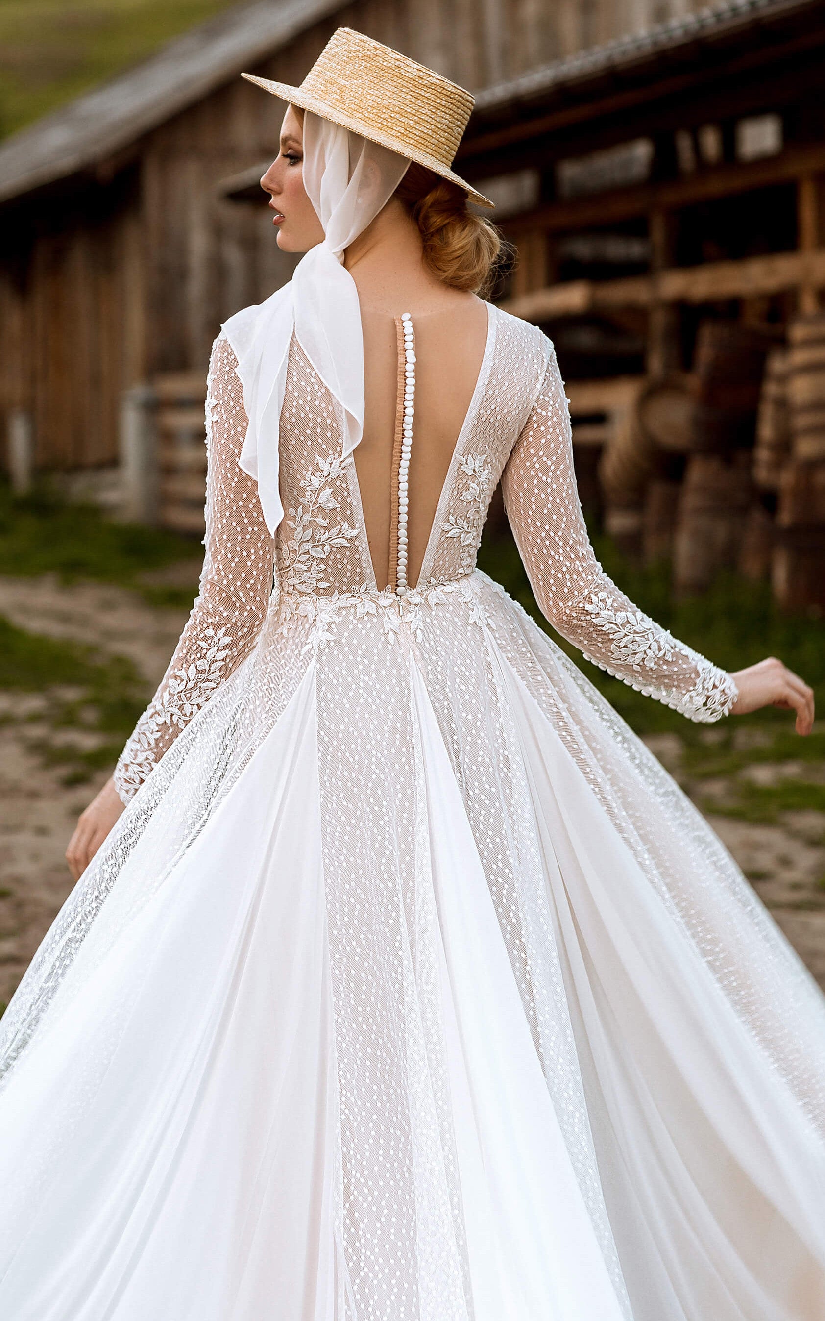 country lace wedding dress Western Garden Floral Boho Romantic Floor L – DorrisDress Size:3T US kids' numeric How to Mix & Woven High Half