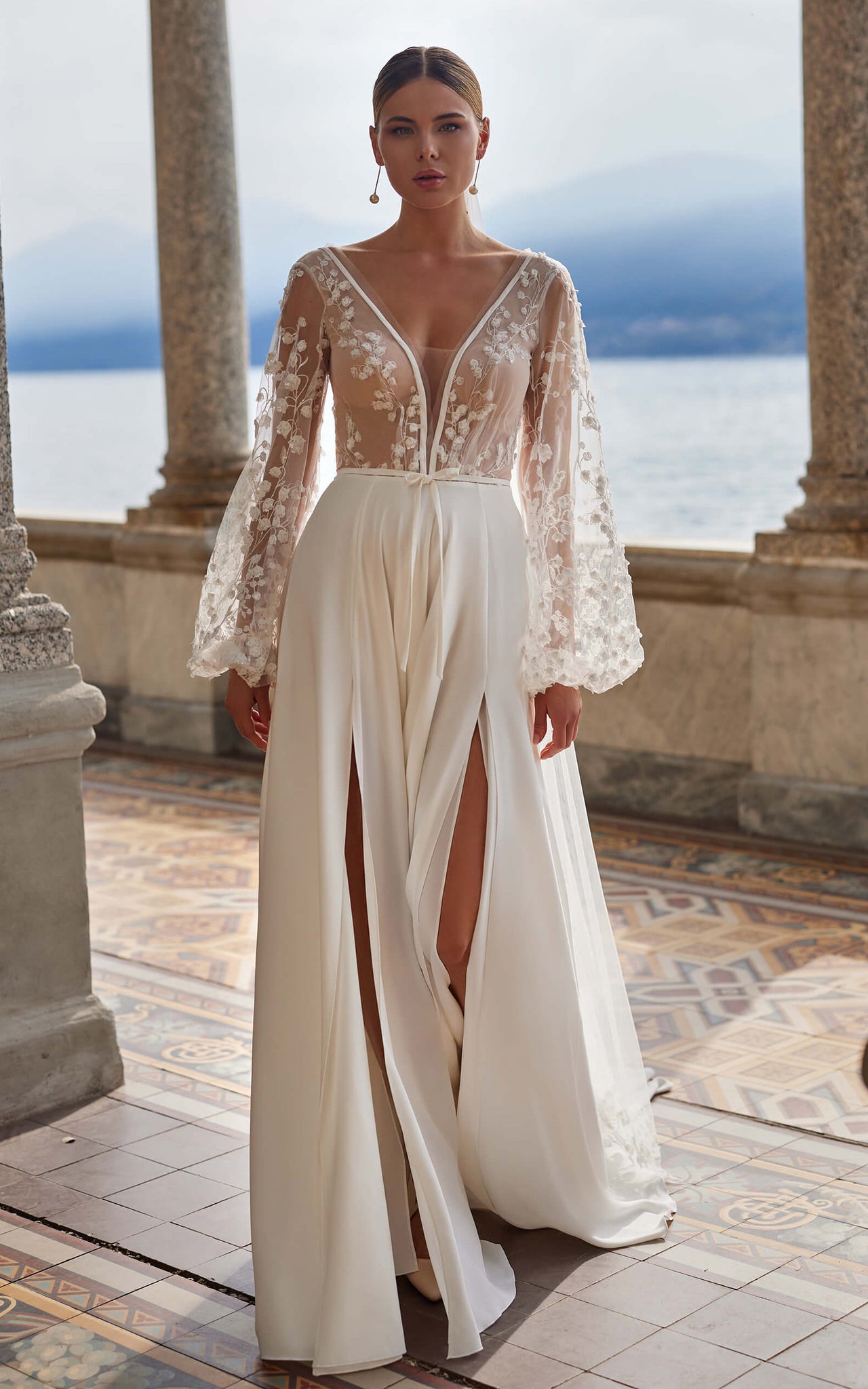fitted lace wedding dress Long Sleeve Wedding Dress | Plunge Back Dress fitted lace wedding dress Long Sleeve Wedding Dress | Plunge Back Dress