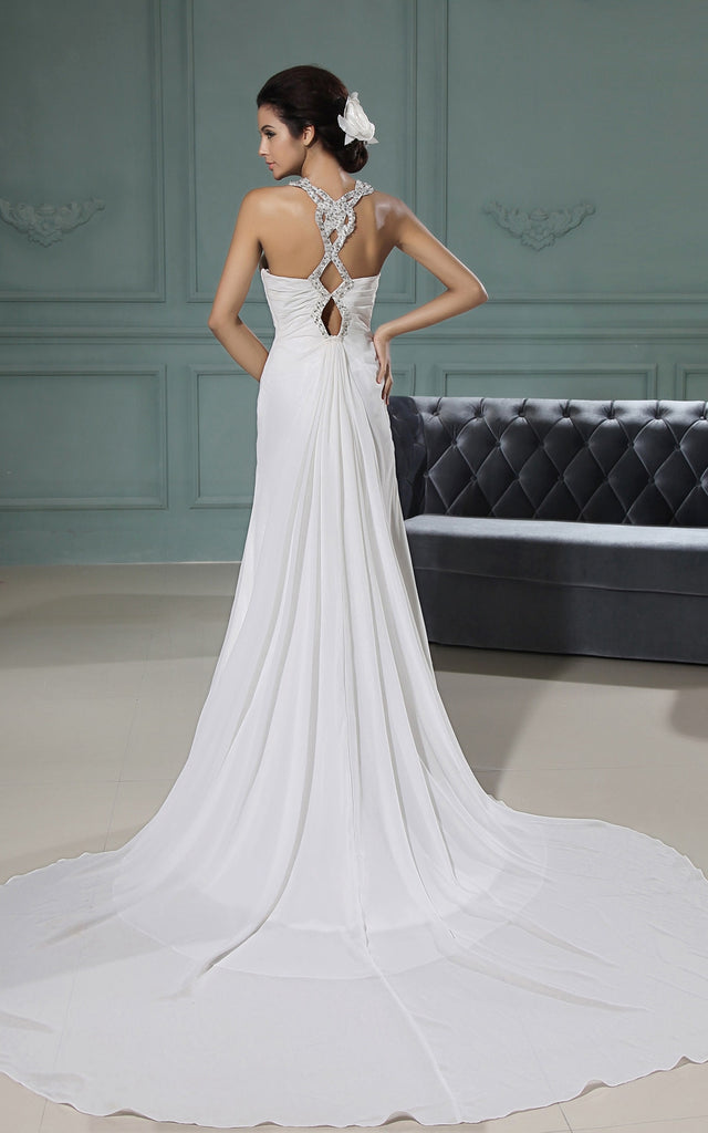 criss cross halter wedding dress 20 Halter Wedding Dresses for Those Sofia Richie Vibes
