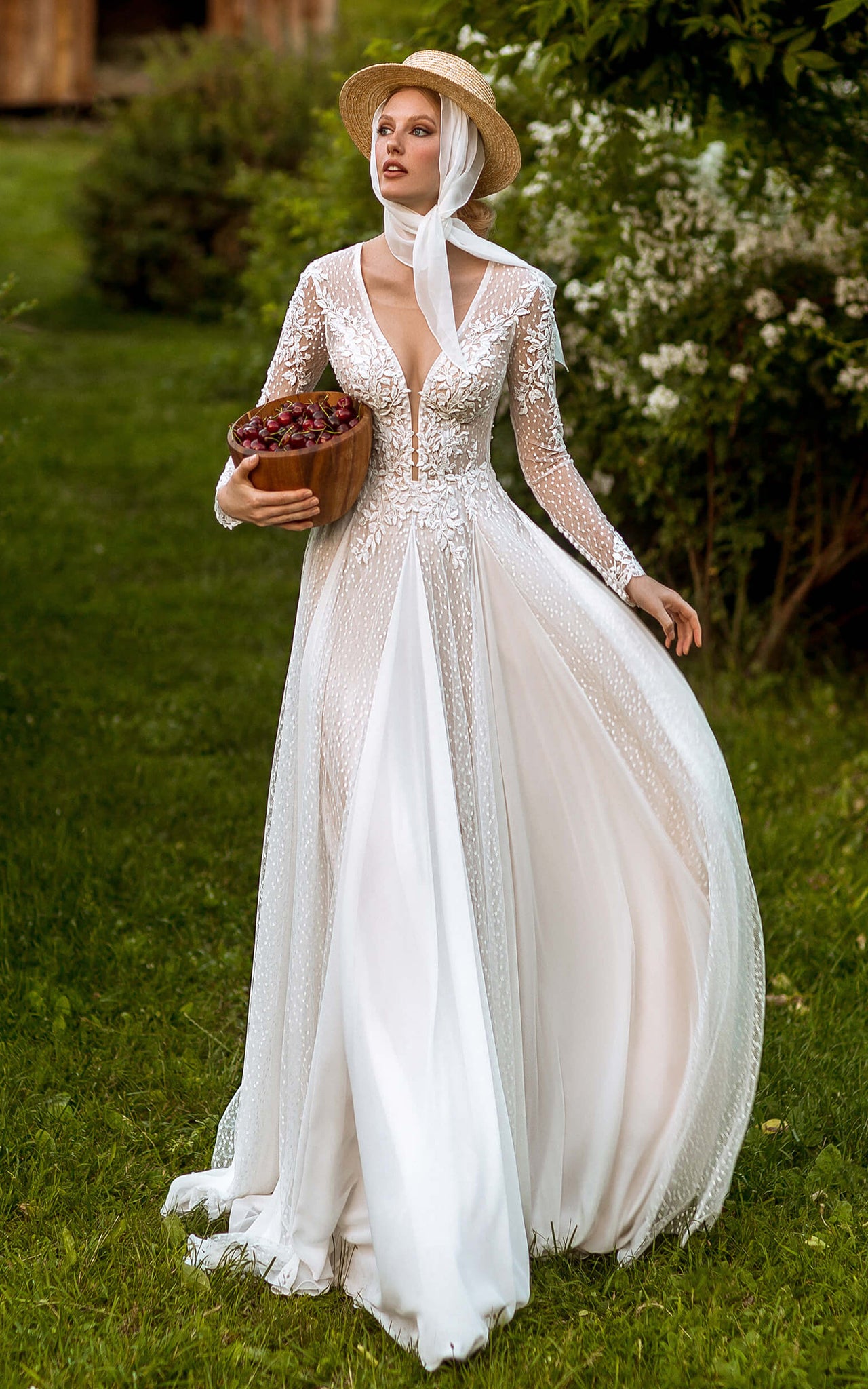 Western Country Garden Floral Boho Lace Wedding Dress Romantic Floor L DorrisDress Western Country Garden Floral Boho Lace Wedding Dress Romantic Floor L DorrisDress