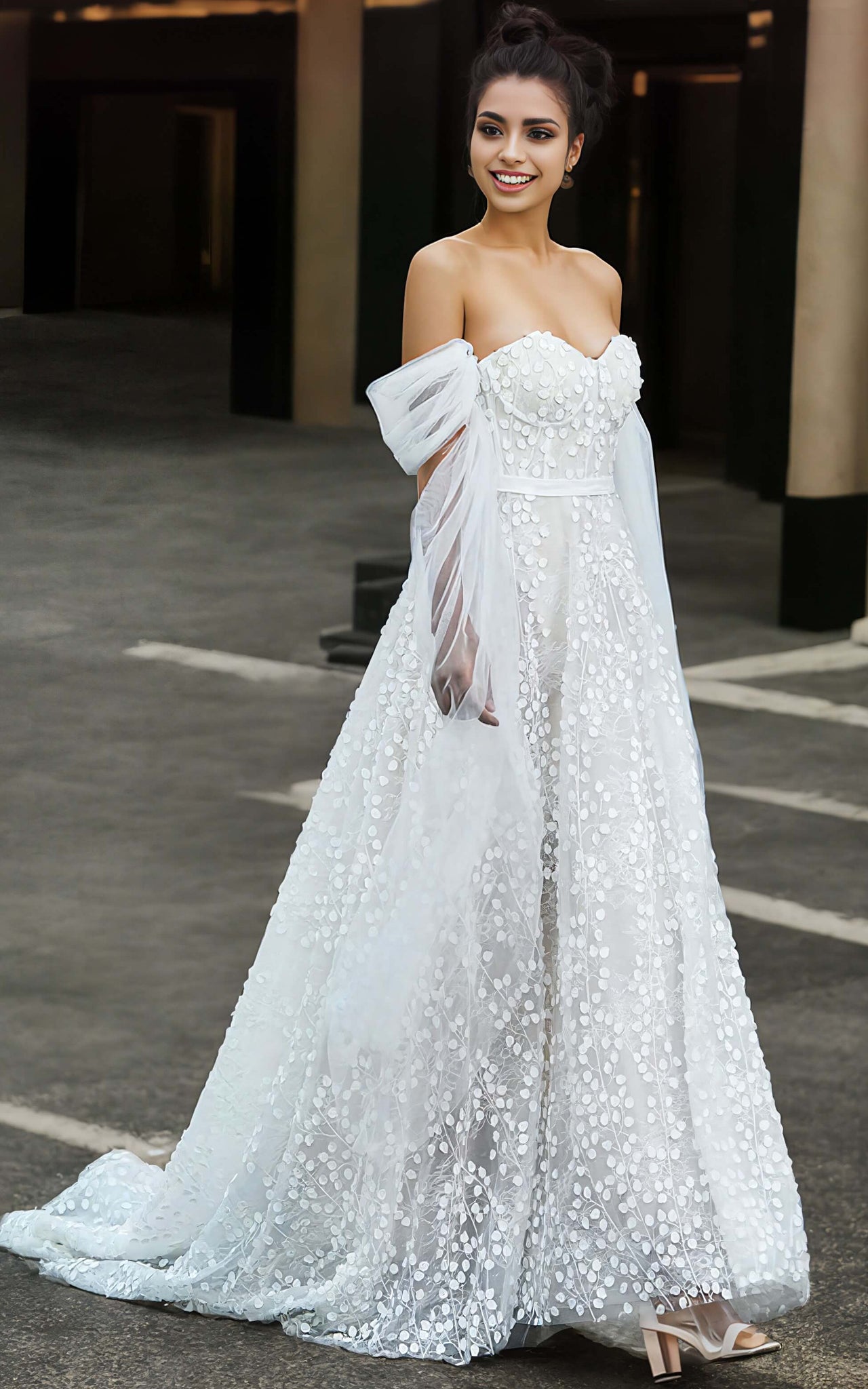 Floral Beach Sweetheart Neckline A-Line Wedding Dress Boho Lace Sleeve DorrisDress Floral Beach Sweetheart Neckline A-Line Wedding Dress Boho Lace Sleeve DorrisDress