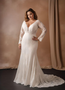 Sexy Plus Size Mermaid Boho Lace Wedding Dress Floral Illusion Long Sl – DorrisDress Sexy Plus Size Mermaid Boho Lace Wedding Dress Floral Illusion Long Sl – DorrisDress