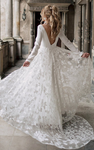 Lace A-Line Beach Wedding Dress V-neck Appliques Elegant Classy 2023 Women