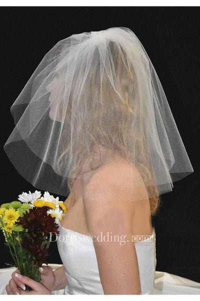 Double-Layer Hard Yarn Short Bridal Veil Travel Veil With Hair Comb