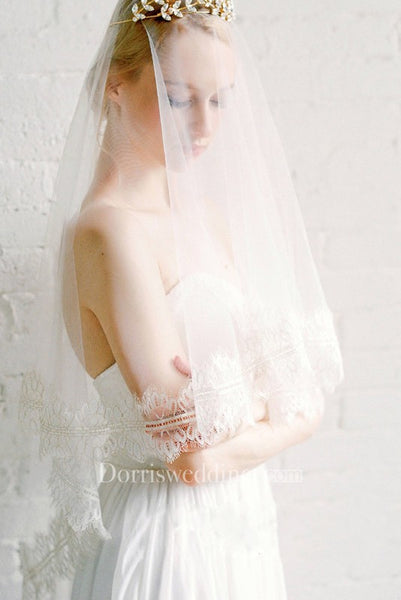 Simple Travel Bridal Wedding Veil Lace With Makeup Headdress Soft Yarn
