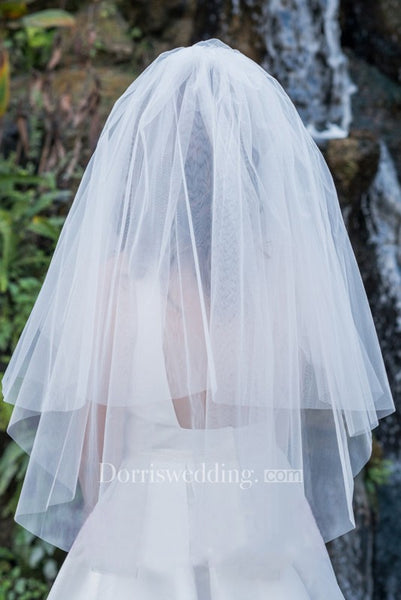 Simple Wedding Veil Short Paragraph Travel Shot Bride Fluffy Romantic Veil