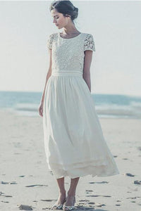 A-Line Cap Sleeve 3-4 Length Jewel White Newest Dress