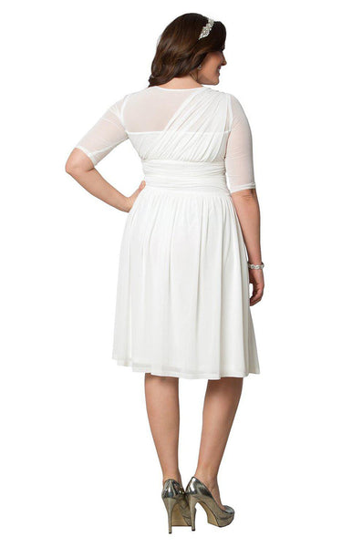 Plus Size Knee-length Gown with Half sleeves and Ruffles