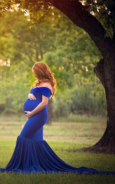 Cap Sleeve Chiffon&Lace&Jersey Maternity Dress