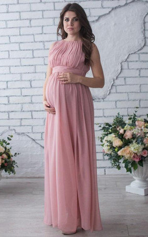 Floor-length Sleeveless Sleeve Chiffon Maternity Dress