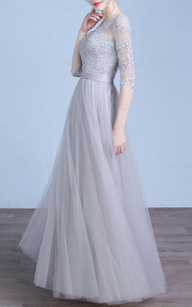 Lace Vintage Prom Evening Lace Bridesmaid Bridal Gown Evening Long Dress-106534