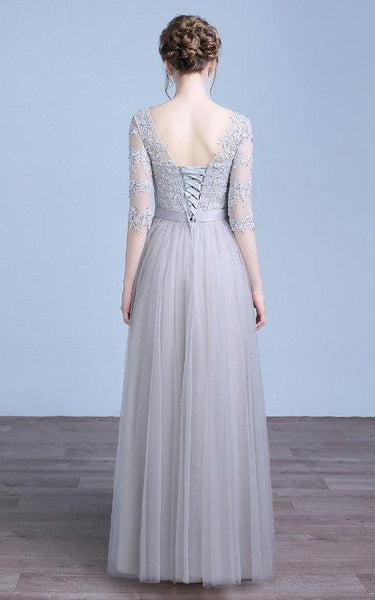 Lace Vintage Prom Evening Lace Bridesmaid Bridal Gown Evening Long Dress-106534