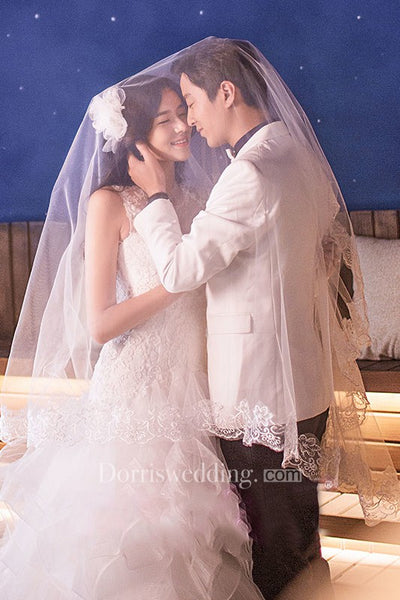 Bridal Veil With Lace For Wedding Super Fairy New Wedding Veil Headdress Korean Style Long Veil