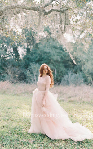 Nude Tulle Wedding Skirt Peony Weddig Dress