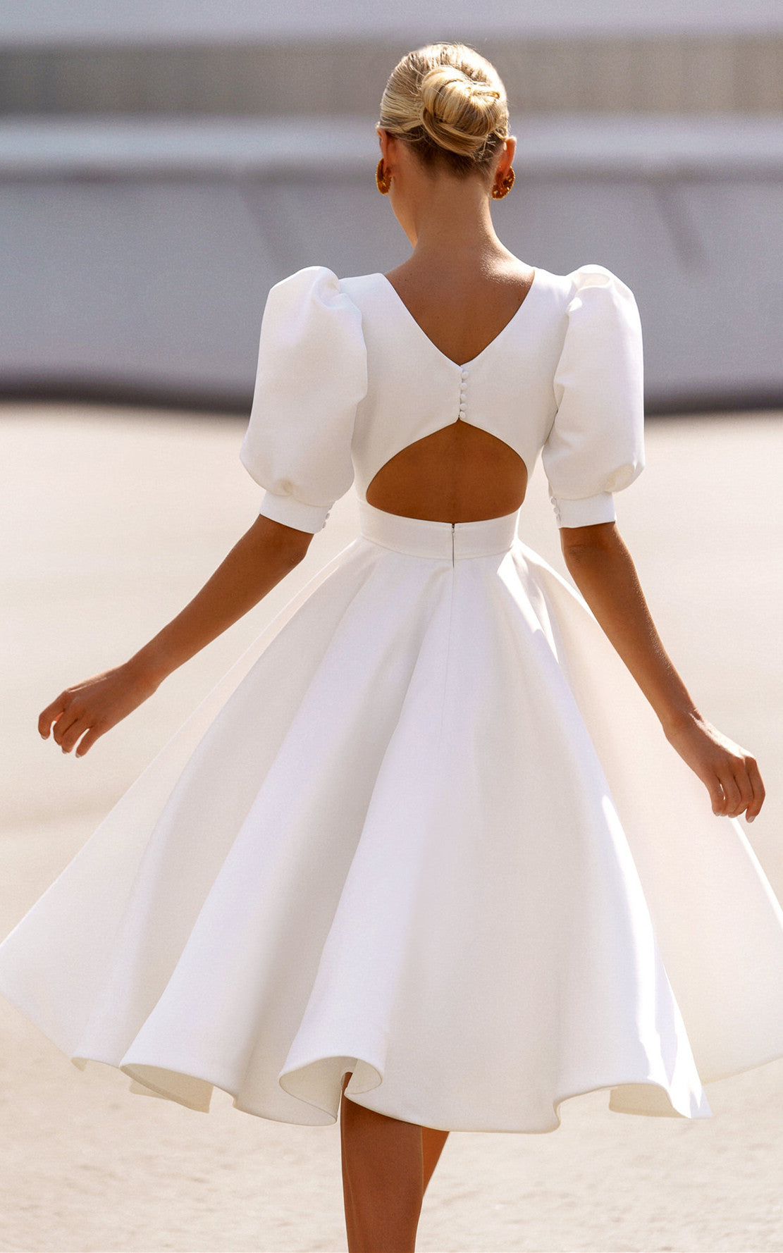 Elegant Bateau A Line Satin Knee-length Wedding Dress-716097 DorrisDress Elegant Bateau A Line Satin Knee-length Wedding Dress-716097 DorrisDress
