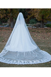 Single Layer Wedding Veils With Lace Super Long Tail Veil Headdress