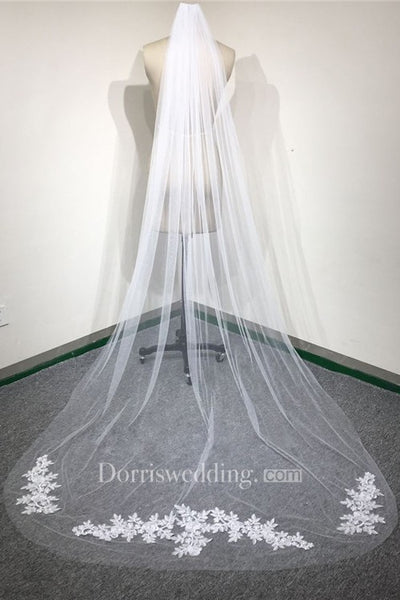 New Korean Style Trailing Bride Veil with Hair Comb