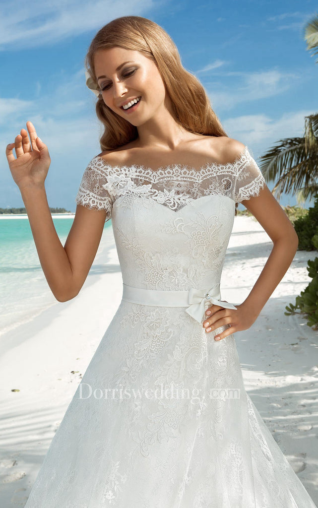 Royal Ball Gown Corset-Back Lace Wedding Dress With Bow-714151 DorrisDress Royal Ball Gown Corset-Back Lace Wedding Dress With Bow-714151 DorrisDress