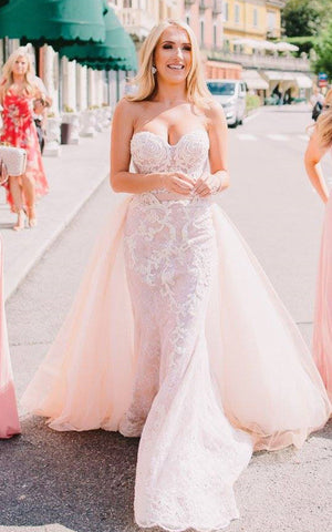 Sexy Mermaid Sweetheart Tulle Wedding Dress with Removable Skirt