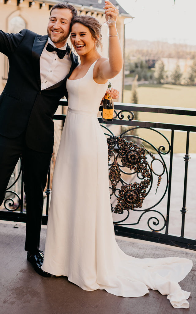satin wedding dress with train Satin Sheath Wedding Dress with Long Train loveangeldress
