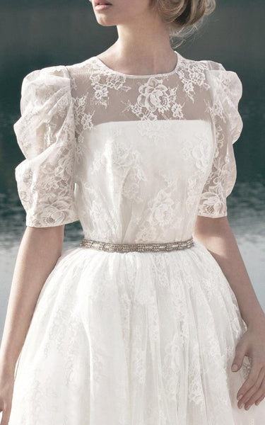 Vintage Style Romantic Gown Floral Lace Dress