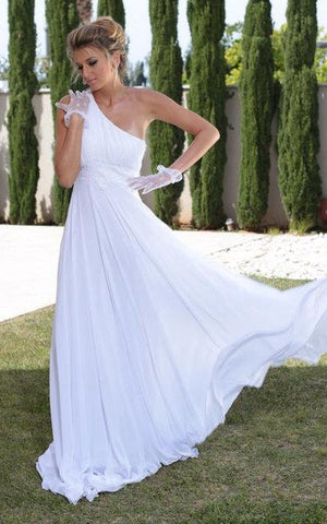 Tulle Zipper Satin Chiffon One-Shoulder Lace Dress